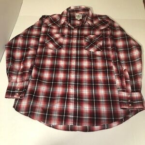 *Men's Ely Cattleman Pearl Snap XL Shirt Western Pockets Long Sleeve Snap Cuff